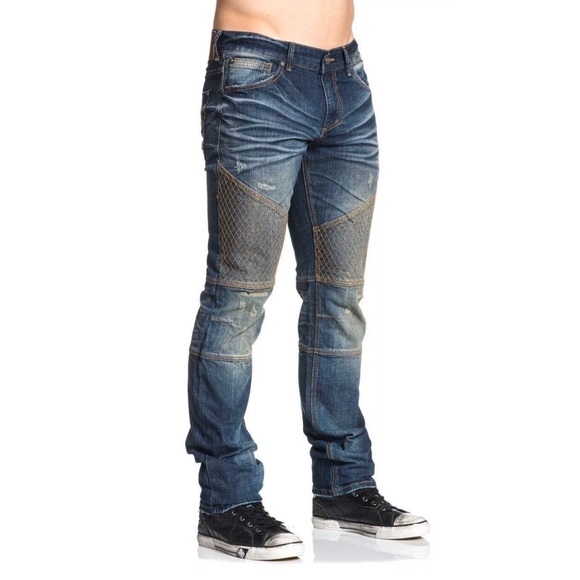 AFFLICTION Men Denim Jeans GAGE GRID MALI Embroide - Picture 7 of 9